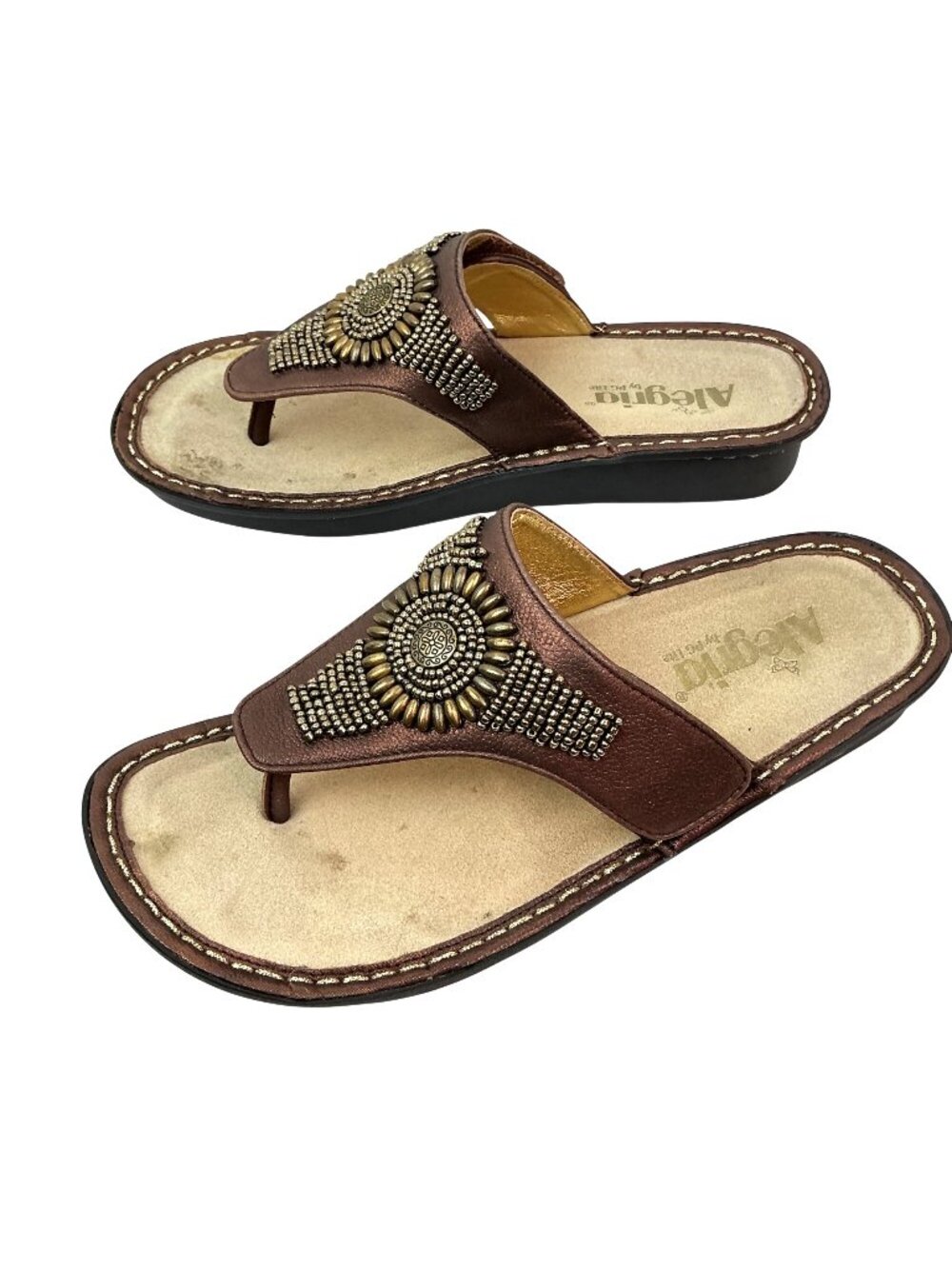 Alegria PG Lite Embellished Beaded Leather Thong Sandals Womens 8.5-9